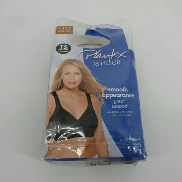 Playtex 18 Hour Seamless Comfortflex Wireless Bra 36B Smooth Support Black NEW - Picture 1 of 4